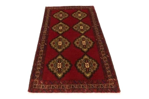 Vintage Red Tribal 3'6X6'3 Balouch Persian Rug