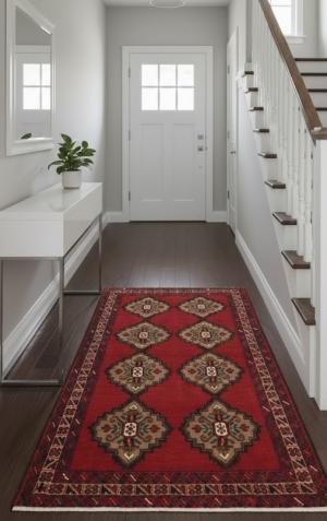 Vintage Red Tribal 3'6X6'3 Balouch Persian Rug