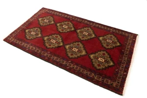 Vintage Red Tribal 3'6X6'3 Balouch Persian Rug