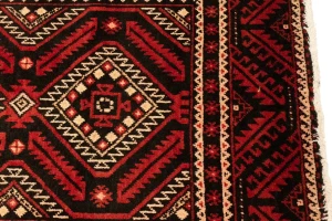 Red Vintage Tribal 3'3X6'5 Balouch Persian Oriental Rug