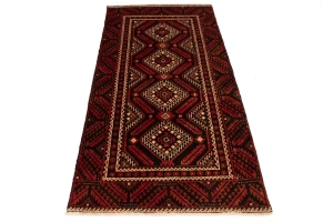 Red Vintage Tribal 3'3X6'5 Balouch Persian Oriental Rug