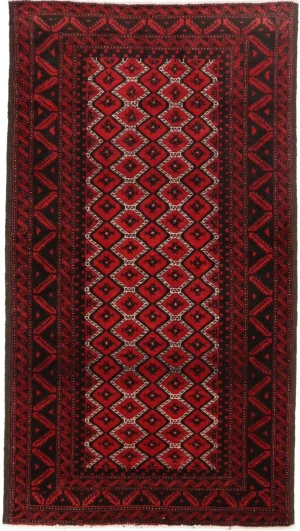 Cherry Red Tribal 3X6 Balouch Persian Oriental Rug