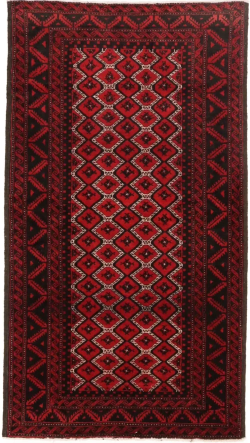 Cherry Red Tribal 3X6 Balouch Persian Oriental Rug