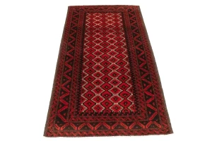 Cherry Red Tribal 3X6 Balouch Persian Oriental Rug