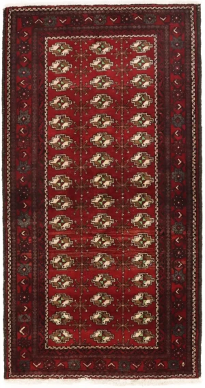 Vintage Red Tribal 3'6X6'9 Turkoman Persian Rug