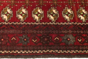 Vintage Red Tribal 3'6X6'9 Turkoman Persian Rug