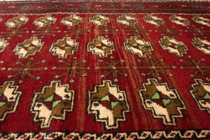 Vintage Red Tribal 3'6X6'9 Turkoman Persian Rug