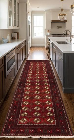 Vintage Red Tribal 3'6X6'9 Turkoman Persian Rug