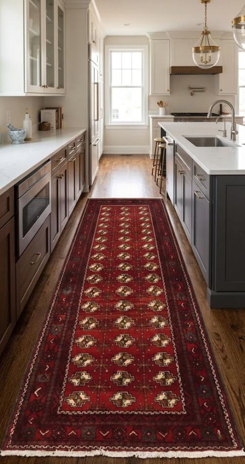 Vintage Red Tribal 3'6X6'9 Turkoman Persian Rug