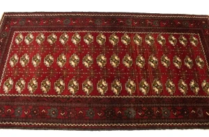 Vintage Red Tribal 3'6X6'9 Turkoman Persian Rug