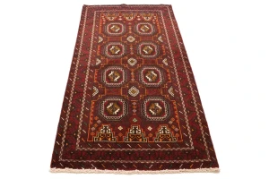 Semi Antique Red Tribal 3'5X6'6 Turkoman Balouch Persian Rug