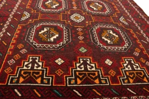 Semi Antique Red Tribal 3'5X6'6 Turkoman Balouch Persian Rug
