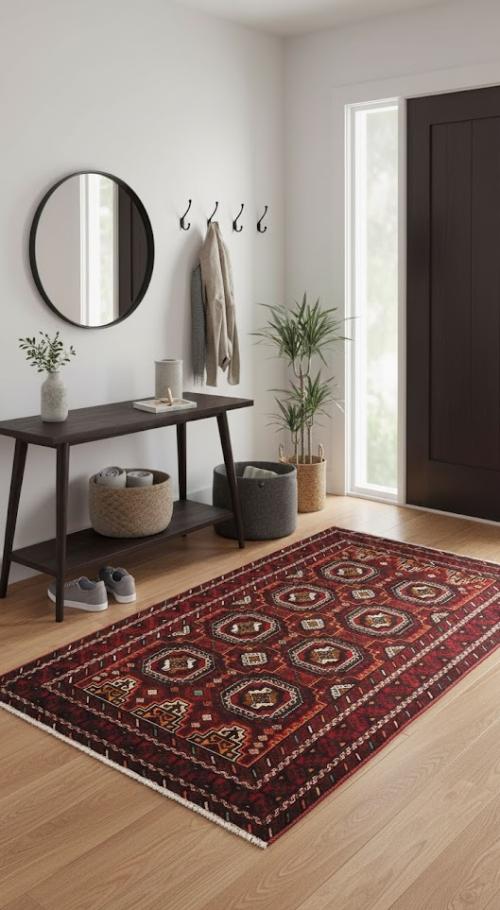 Semi Antique Red Tribal 3'5X6'6 Turkoman Balouch Persian Rug