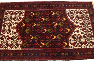 Vintage Red Tribal 3'2X5'4 Balouch Persian Rug