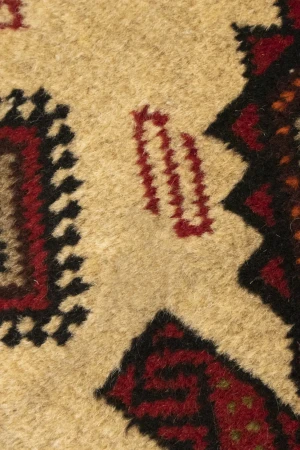 Vintage Beige & Red Tribal 3X6 Balouch Persian Rug
