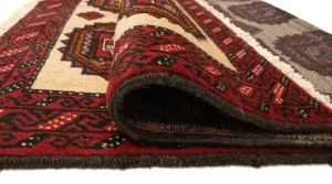 Vintage Beige & Red Tribal 3X6 Balouch Persian Rug
