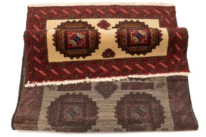 Vintage Beige & Red Tribal 3X6 Balouch Persian Rug