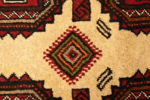 Vintage Beige & Red Tribal 3X6 Balouch Persian Rug
