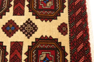 Vintage Beige & Red Tribal 3X6 Balouch Persian Rug