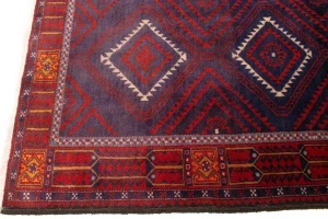 Semi Antique Red & Plum Tribal 3'4X6'8 Balouch Persian Rug