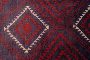 Semi Antique Red & Plum Tribal 3'4X6'8 Balouch Persian Rug