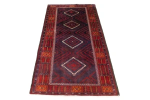 Semi Antique Red & Plum Tribal 3'4X6'8 Balouch Persian Rug