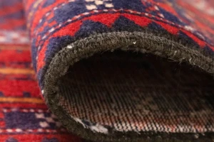 Semi Antique Red & Plum Tribal 3'4X6'8 Balouch Persian Rug