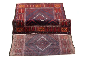 Semi Antique Red & Plum Tribal 3'4X6'8 Balouch Persian Rug