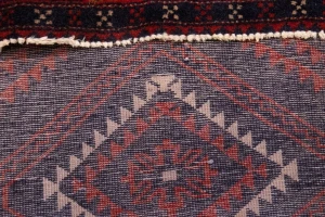 Semi Antique Red & Plum Tribal 3'4X6'8 Balouch Persian Rug