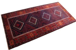 Semi Antique Red & Plum Tribal 3'4X6'8 Balouch Persian Rug