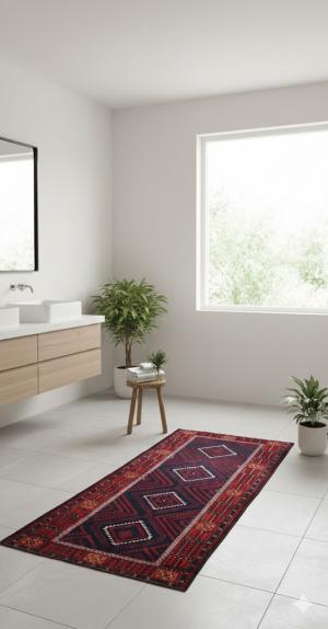 Semi Antique Red & Plum Tribal 3'4X6'8 Balouch Persian Rug