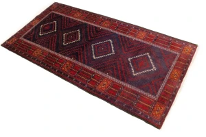 Semi Antique Red & Plum Tribal 3'4X6'8 Balouch Persian Rug