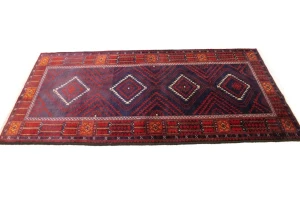 Semi Antique Red & Plum Tribal 3'4X6'8 Balouch Persian Rug