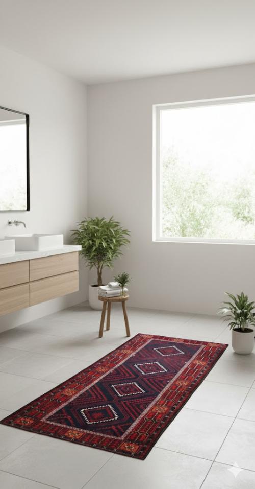 Semi Antique Red & Plum Tribal 3'4X6'8 Balouch Persian Rug