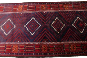 Semi Antique Red & Plum Tribal 3'4X6'8 Balouch Persian Rug