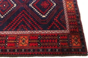 Semi Antique Red & Plum Tribal 3'4X6'8 Balouch Persian Rug