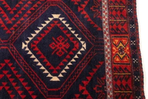 Semi Antique Red & Plum Tribal 3'4X6'8 Balouch Persian Rug