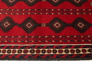 Vintage Red Tribal 3X6 Balouch Persian Rug