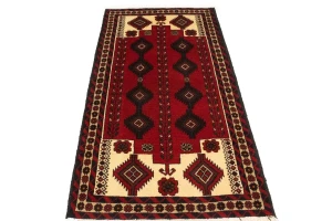 Vintage Red Tribal 3X6 Balouch Persian Rug