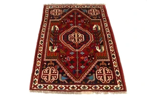 Red Tribal 3'6X5 Shiraz Persian Rug