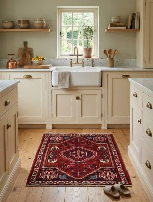 3'6 X 4'10 Tribal Shiraz Hand Knotted Red Wool Persian Rug