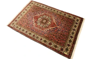 Vintage Scarlet Red Floral 3X5 Bidjar Persian Rug