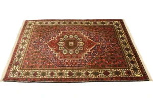Vintage Scarlet Red Floral 3X5 Bidjar Persian Rug