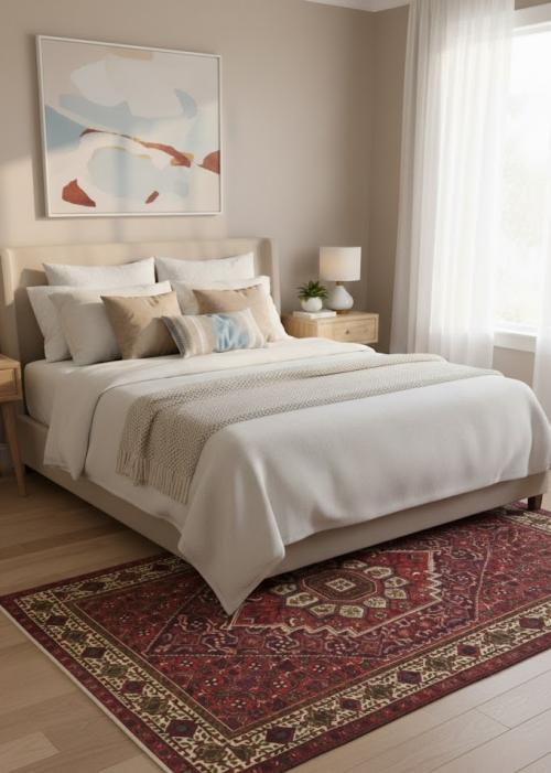 Vintage Scarlet Red Floral 3X5 Bidjar Persian Rug