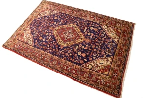 Vintage Purple-navy Floral 3'3X3'7 Gholtogh Persian Rug