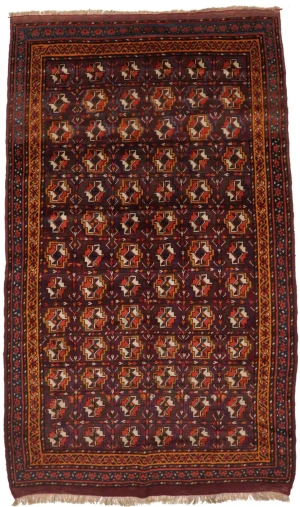 Burgundy Vintage Tribal 5X9 Kazak Bokhara Persian Oriental Rug