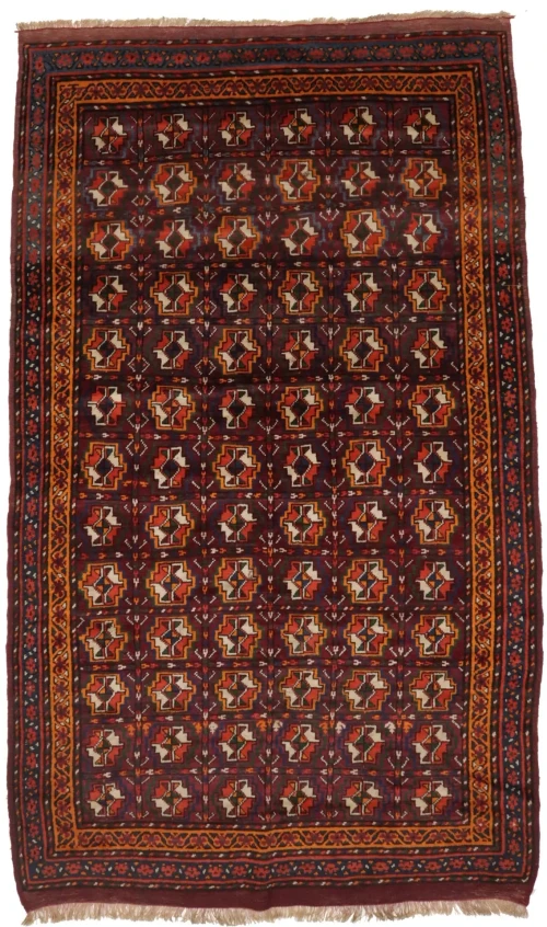 Burgundy Vintage Tribal 5X9 Kazak Bokhara Persian Oriental Rug