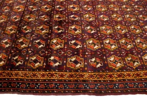 Burgundy Vintage Tribal 5X9 Kazak Bokhara Persian Oriental Rug