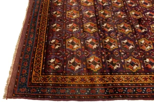 Burgundy Vintage Tribal 5X9 Kazak Bokhara Persian Oriental Rug