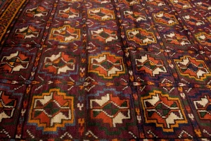 Burgundy Vintage Tribal 5X9 Kazak Bokhara Persian Oriental Rug